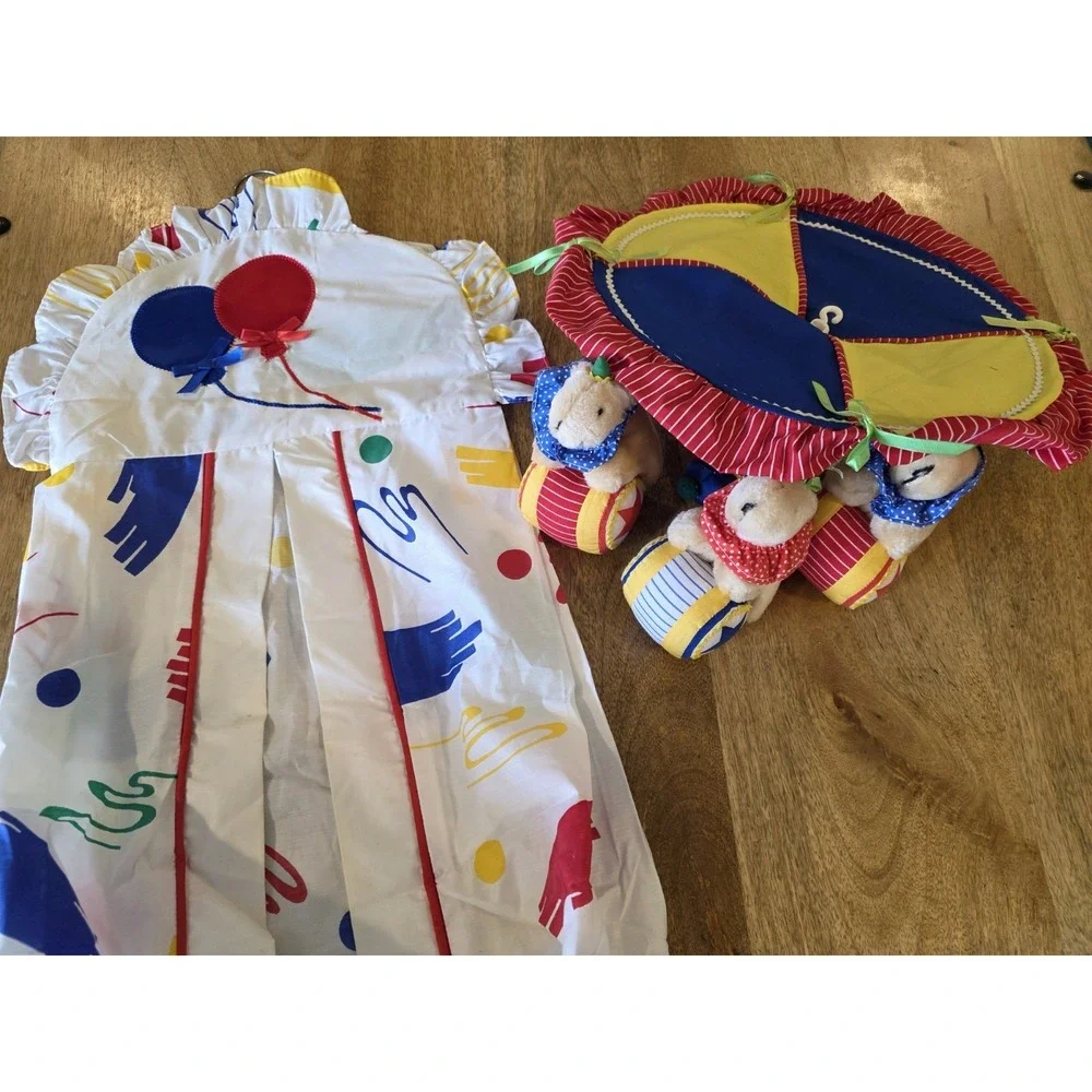 Vintage 90s Baby Decor Nursury Mobile Diaper Sack Circus Primary Colors